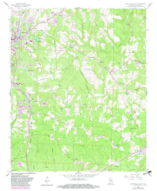 Classic USGS Haleyville East Alabama 7.5'x7.5' Topo Map Image