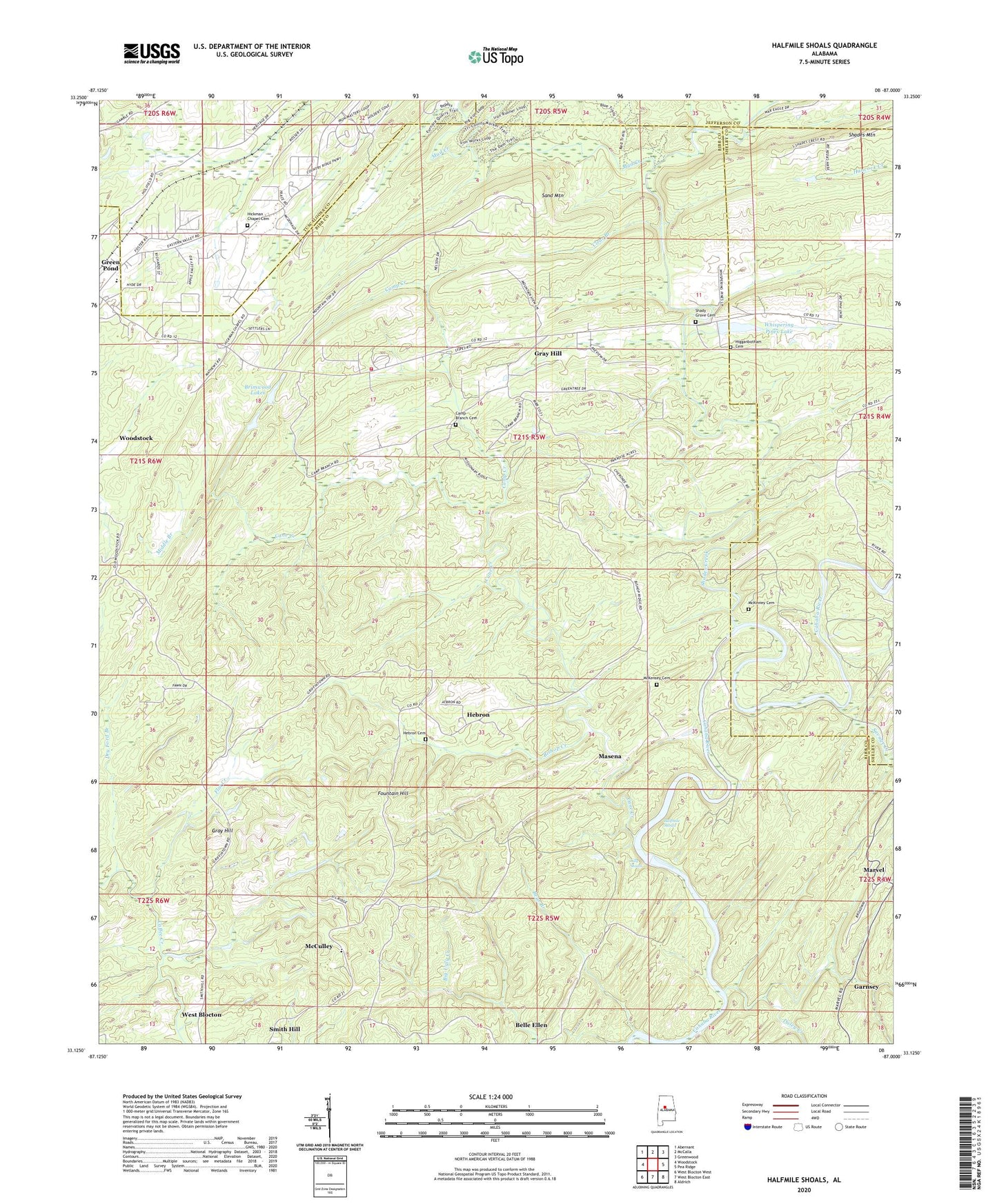 Halfmile Shoals Alabama US Topo Map Image