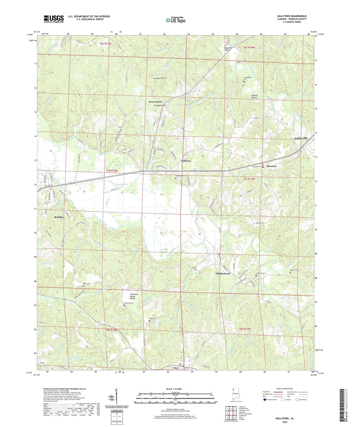 Halltown Alabama US Topo Map Image