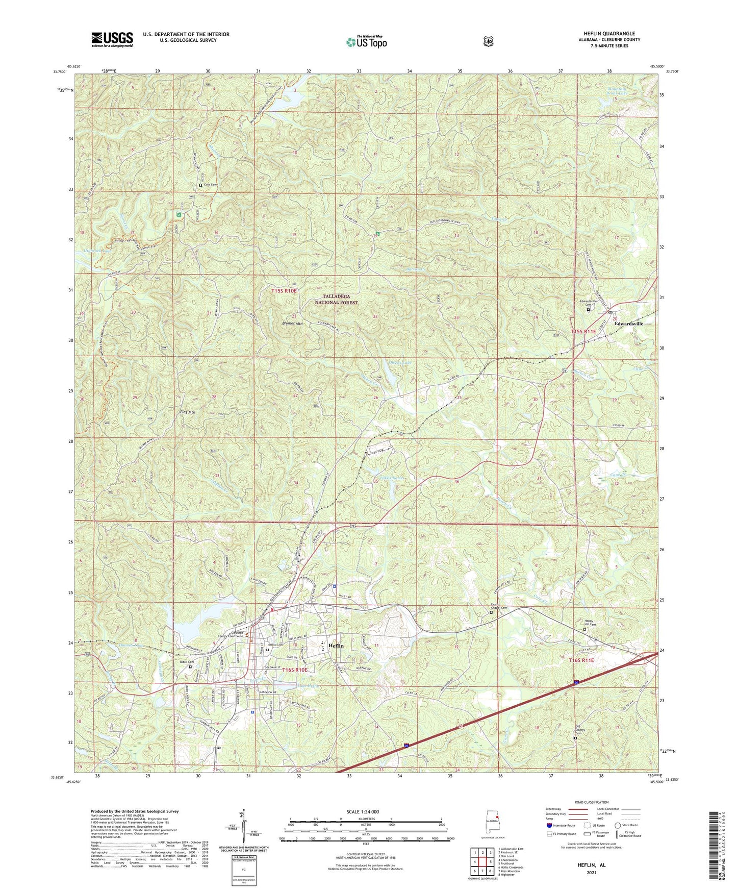 Heflin Alabama US Topo Map Image