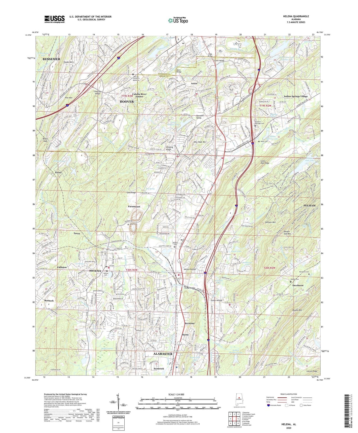 Helena Alabama US Topo Map Image