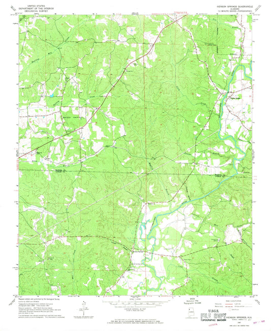 Classic USGS Henson Springs Alabama 7.5'x7.5' Topo Map Image