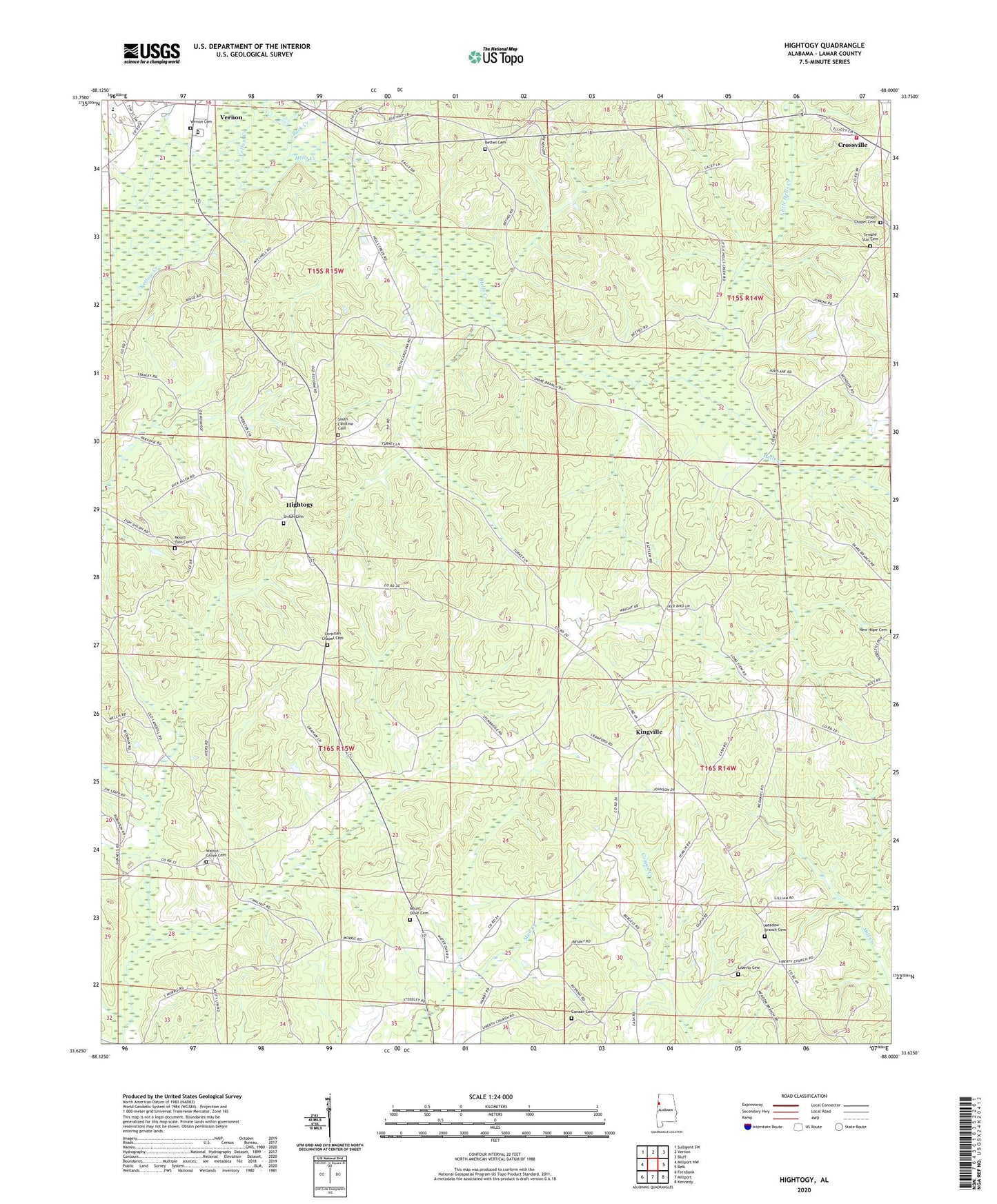 Hightogy Alabama US Topo Map Image