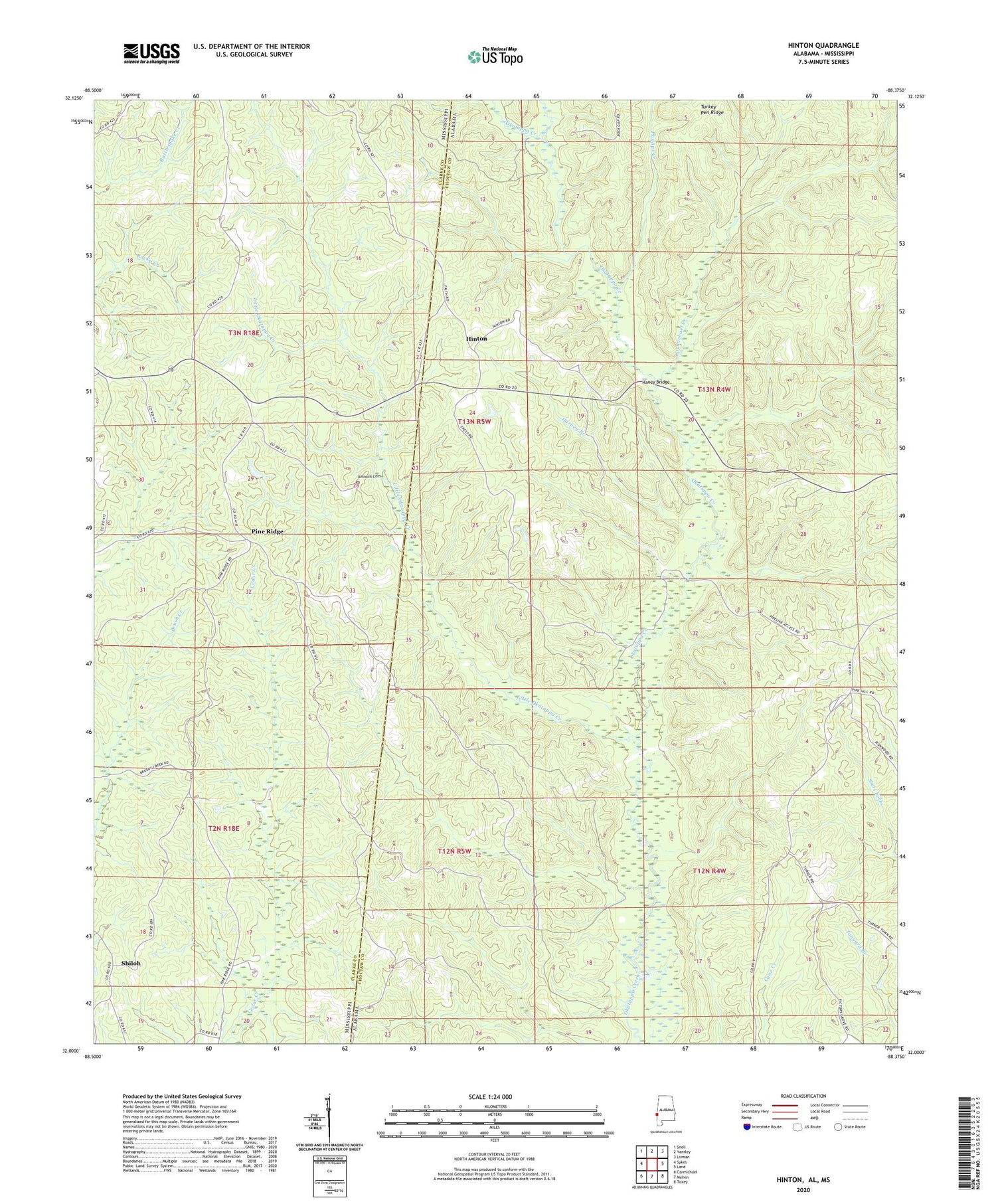 Hinton Alabama US Topo Map Image