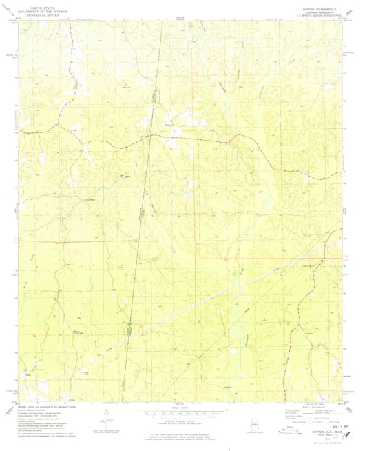 Classic USGS Hinton Alabama 7.5'x7.5' Topo Map Image