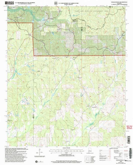 Classic USGS Hogglesville Alabama 7.5'x7.5' Topo Map Image