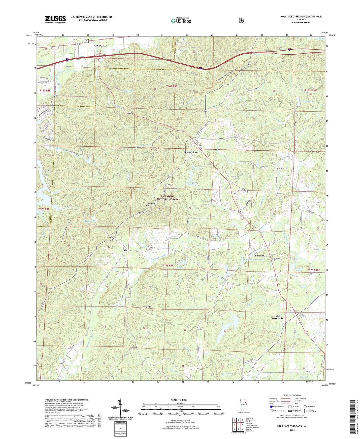 Hollis Crossroads Alabama US Topo Map Image