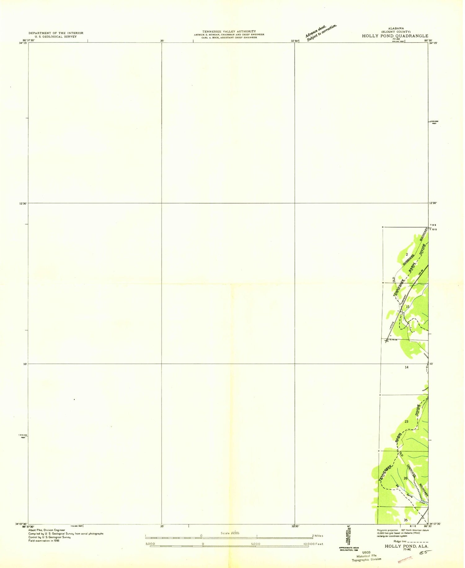 Classic USGS Holly Pond Alabama 7.5'x7.5' Topo Map Image