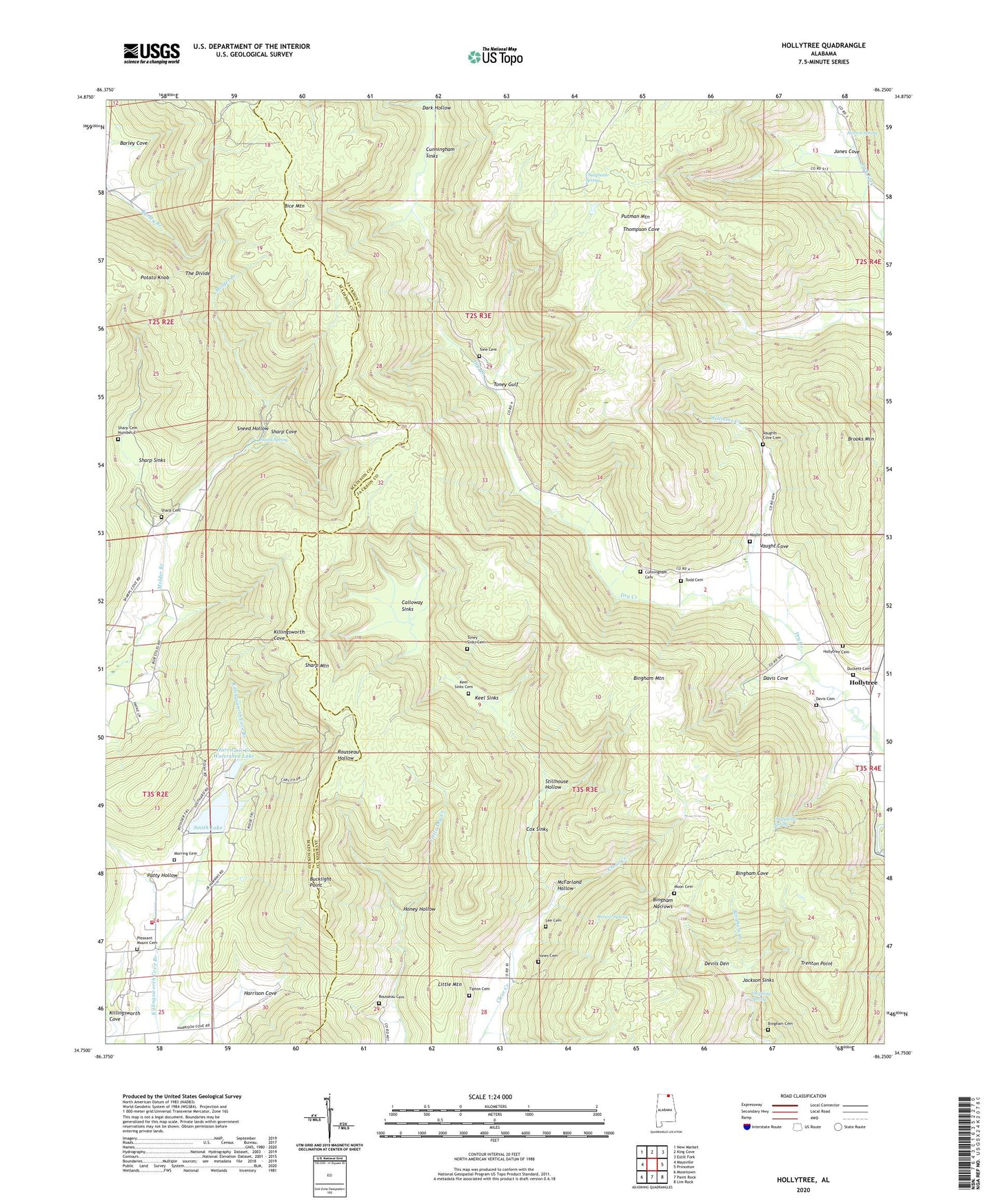 Hollytree Alabama US Topo Map Image