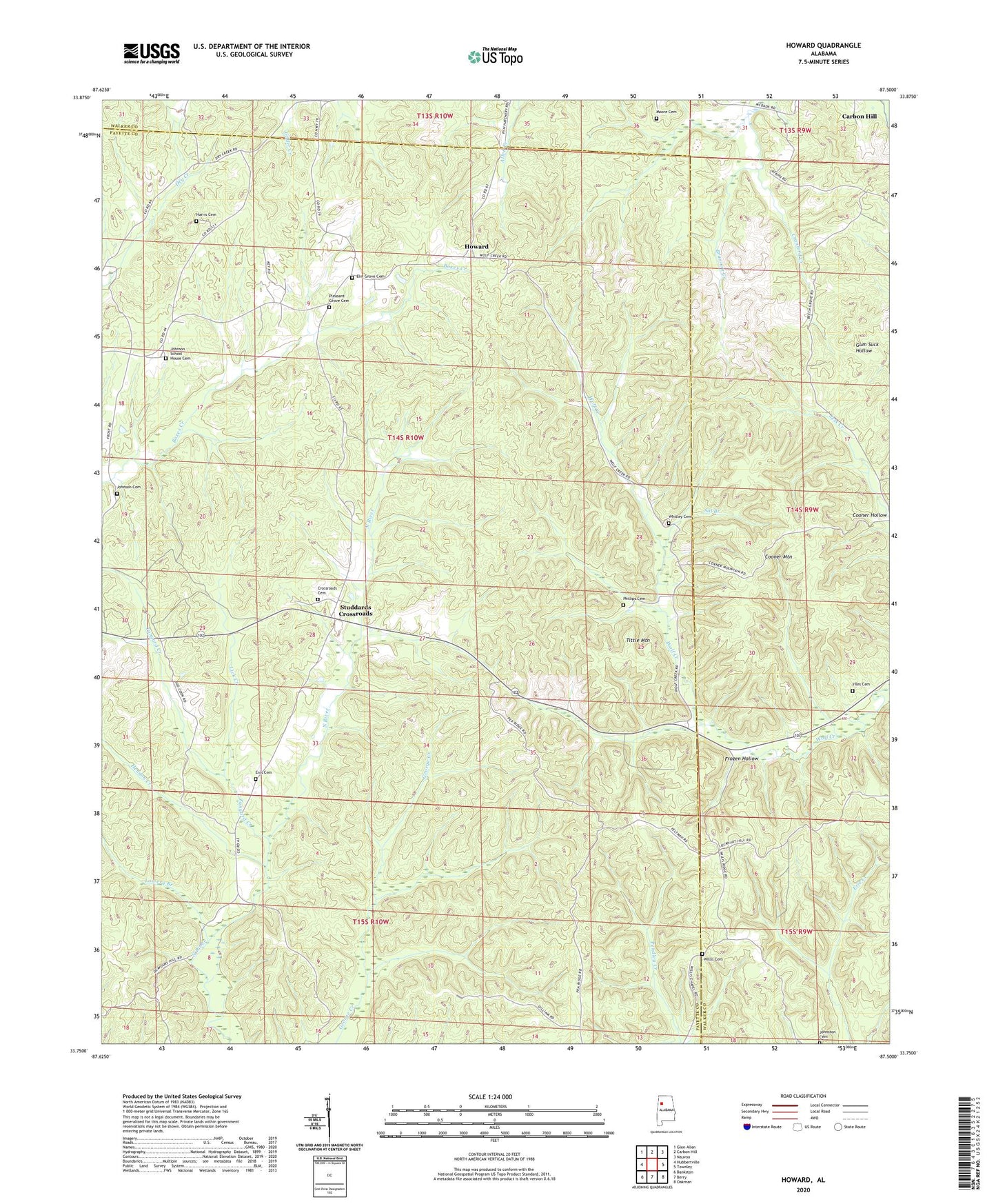 Howard Alabama US Topo Map Image