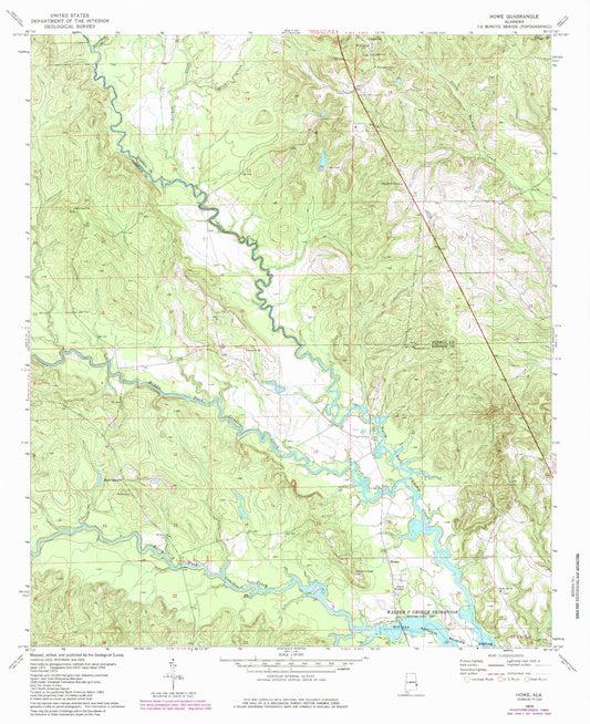 Classic USGS Howe Alabama 7.5'x7.5' Topo Map Image