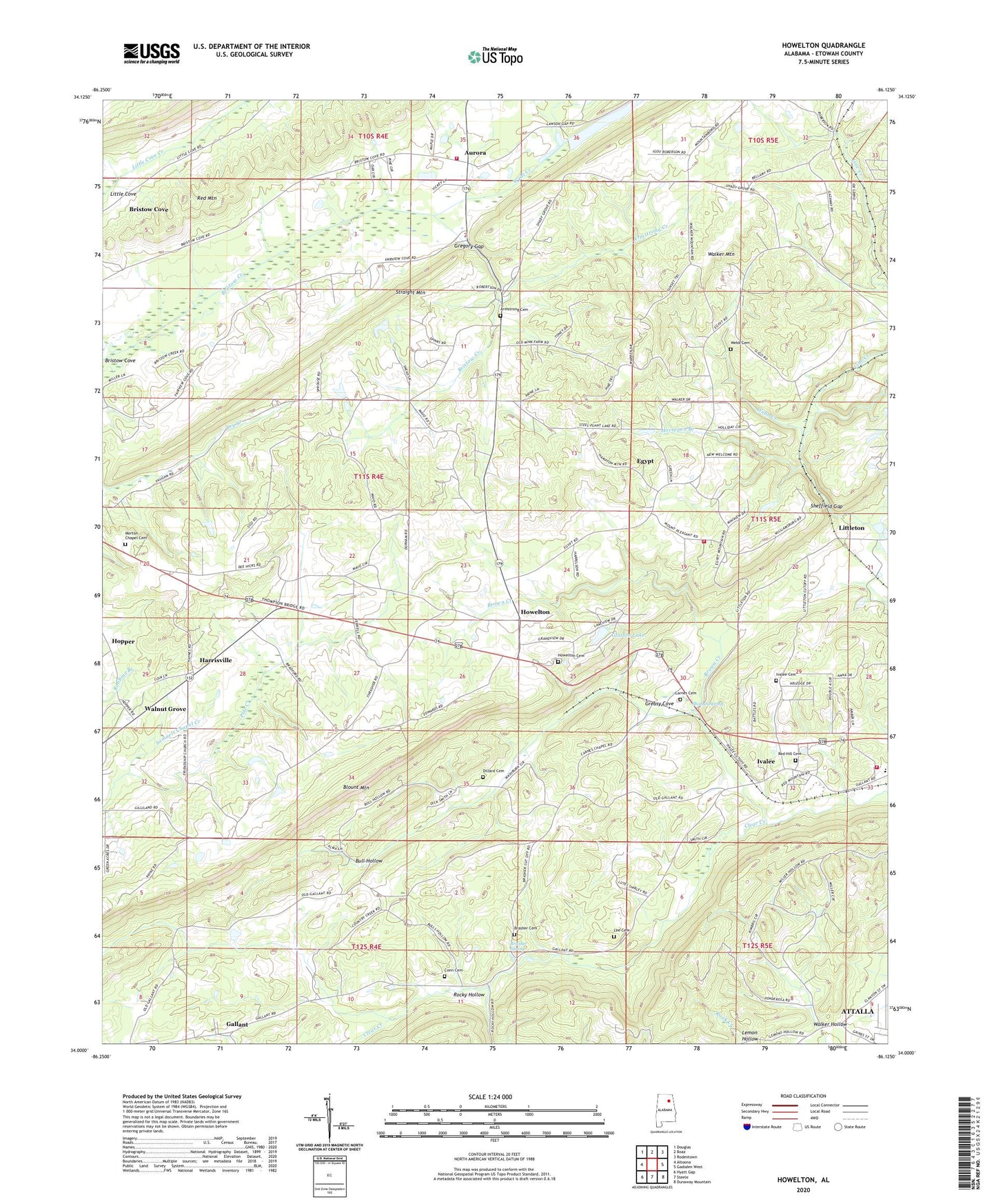 Howelton Alabama US Topo Map Image