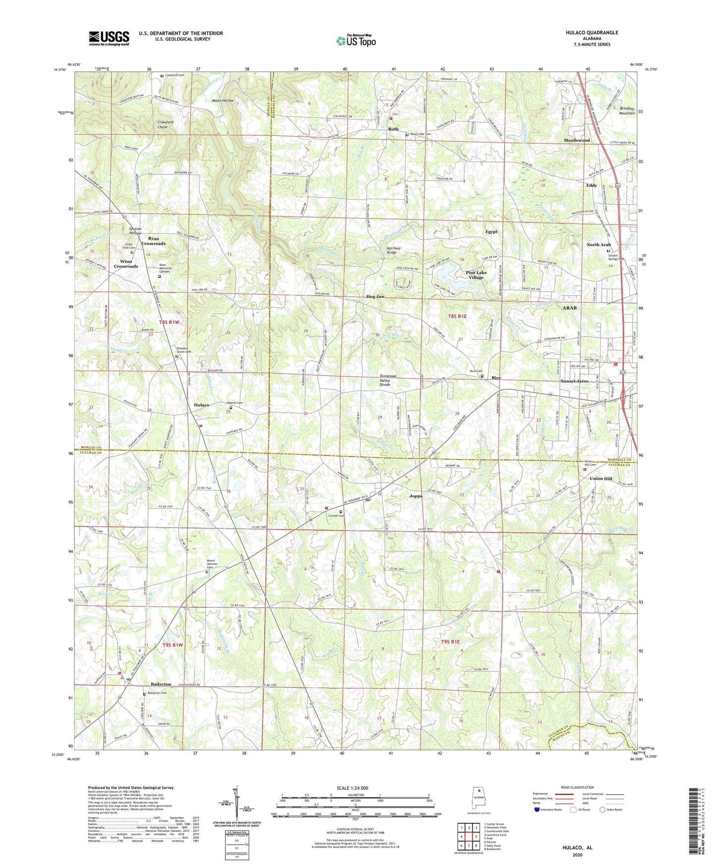 Hulaco Alabama US Topo Map Image