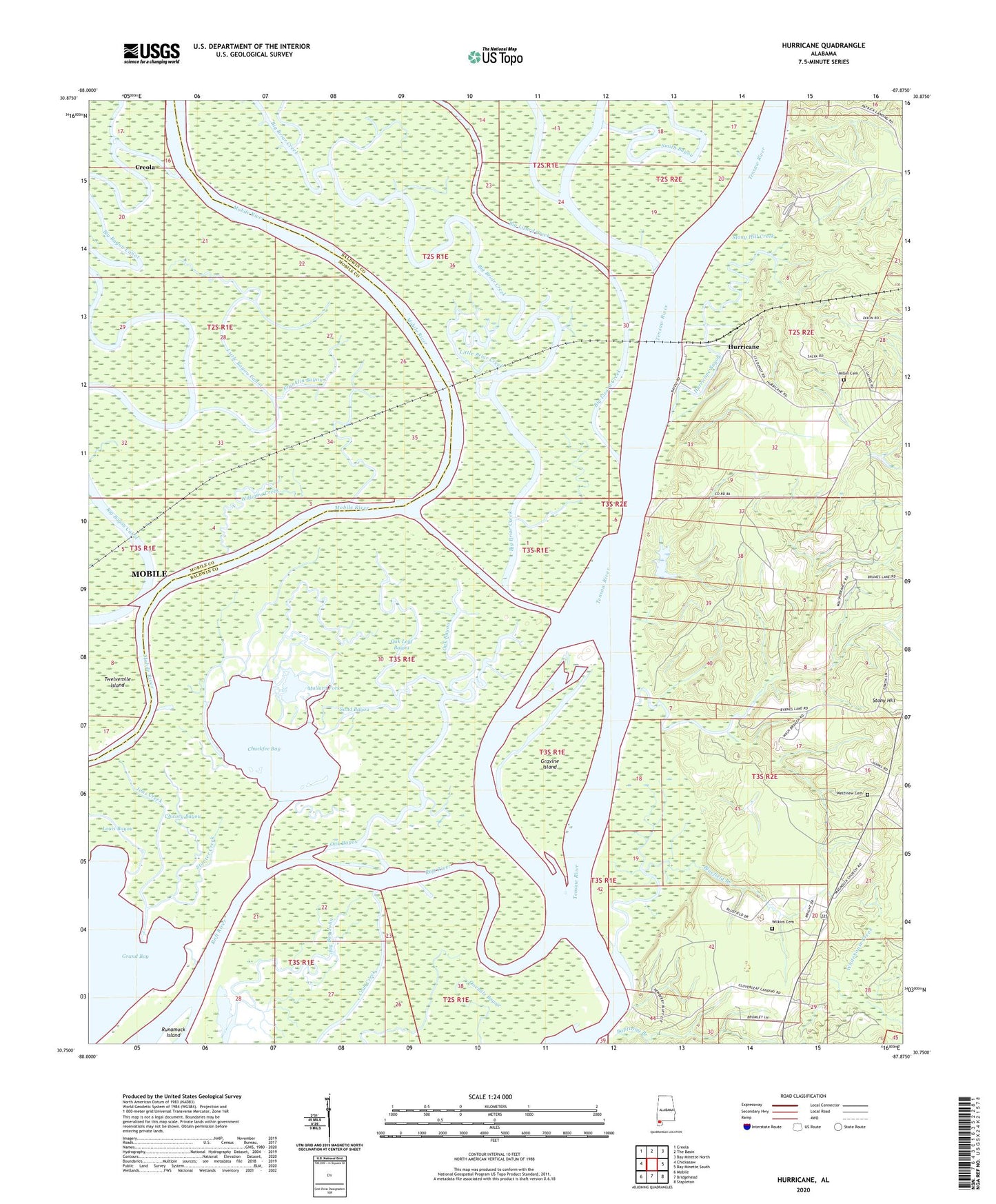 Hurricane Alabama US Topo Map Image