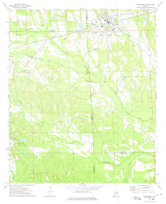 Classic USGS Hurtsboro Alabama 7.5'x7.5' Topo Map Image