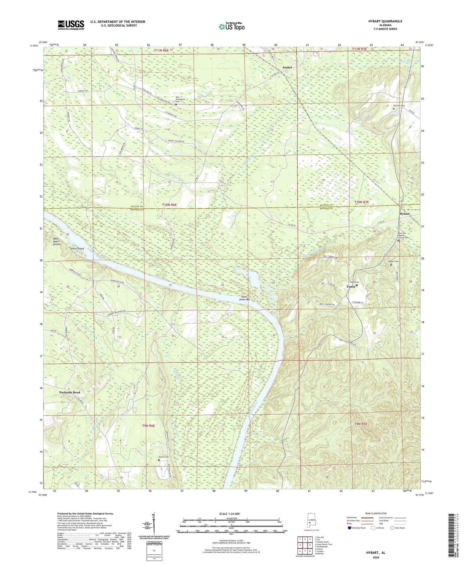 Hybart Alabama US Topo Map Image