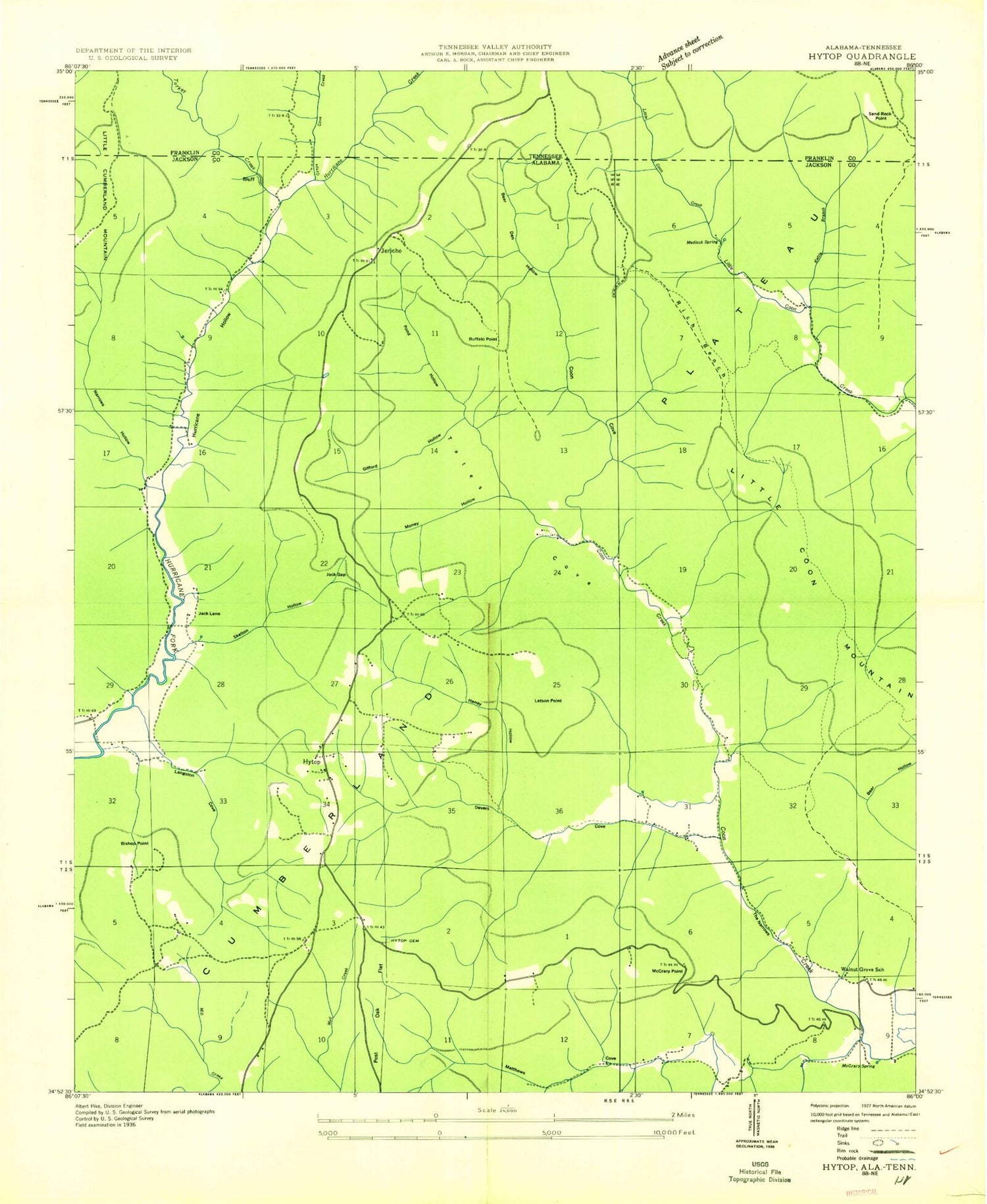 Classic USGS Hytop Alabama 7.5'x7.5' Topo Map Image