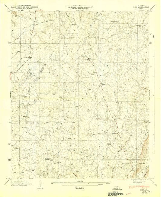 Classic USGS Ider Alabama 7.5'x7.5' Topo Map Image