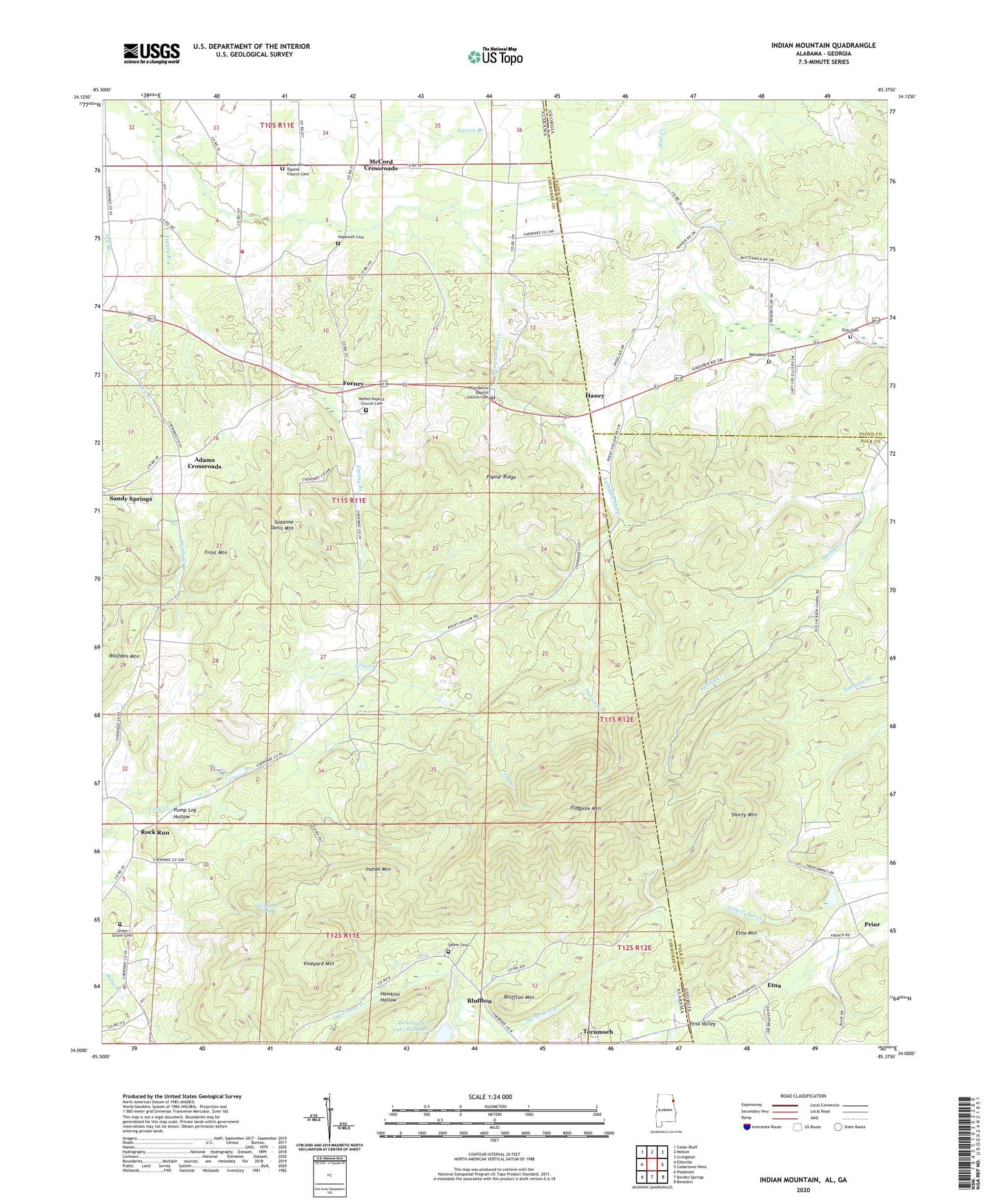 Indian Mountain Alabama US Topo Map Image