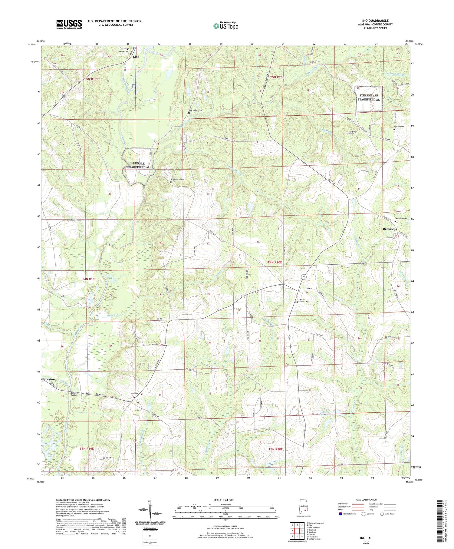 Ino Alabama US Topo Map Image