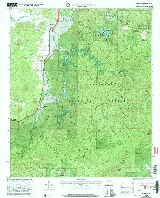 Classic USGS Ironaton Alabama 7.5'x7.5' Topo Map Image