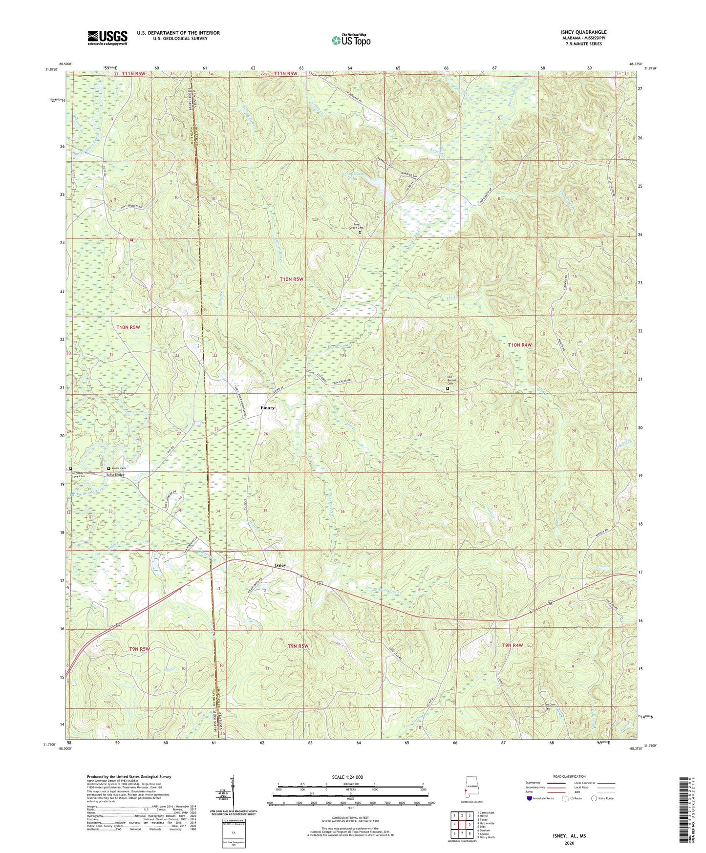 Isney Alabama US Topo Map Image