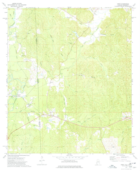 Classic USGS Isney Alabama 7.5'x7.5' Topo Map Image