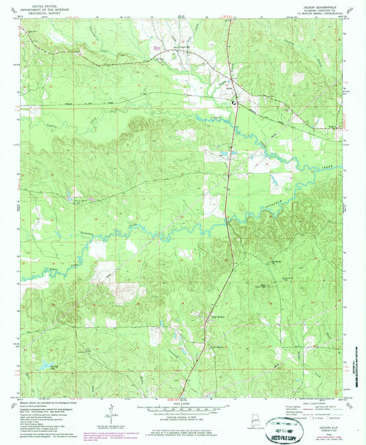 Classic USGS Jachin Alabama 7.5'x7.5' Topo Map Image