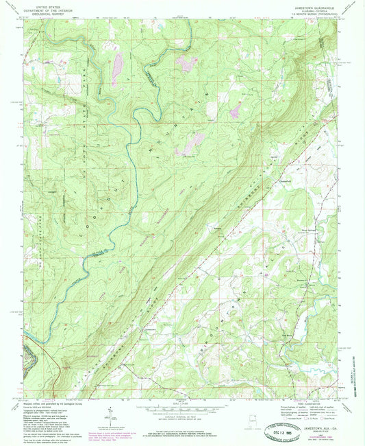 Classic USGS Jamestown Alabama 7.5'x7.5' Topo Map Image
