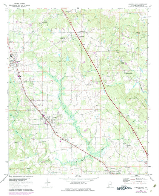 Classic USGS Jemison East Alabama 7.5'x7.5' Topo Map Image