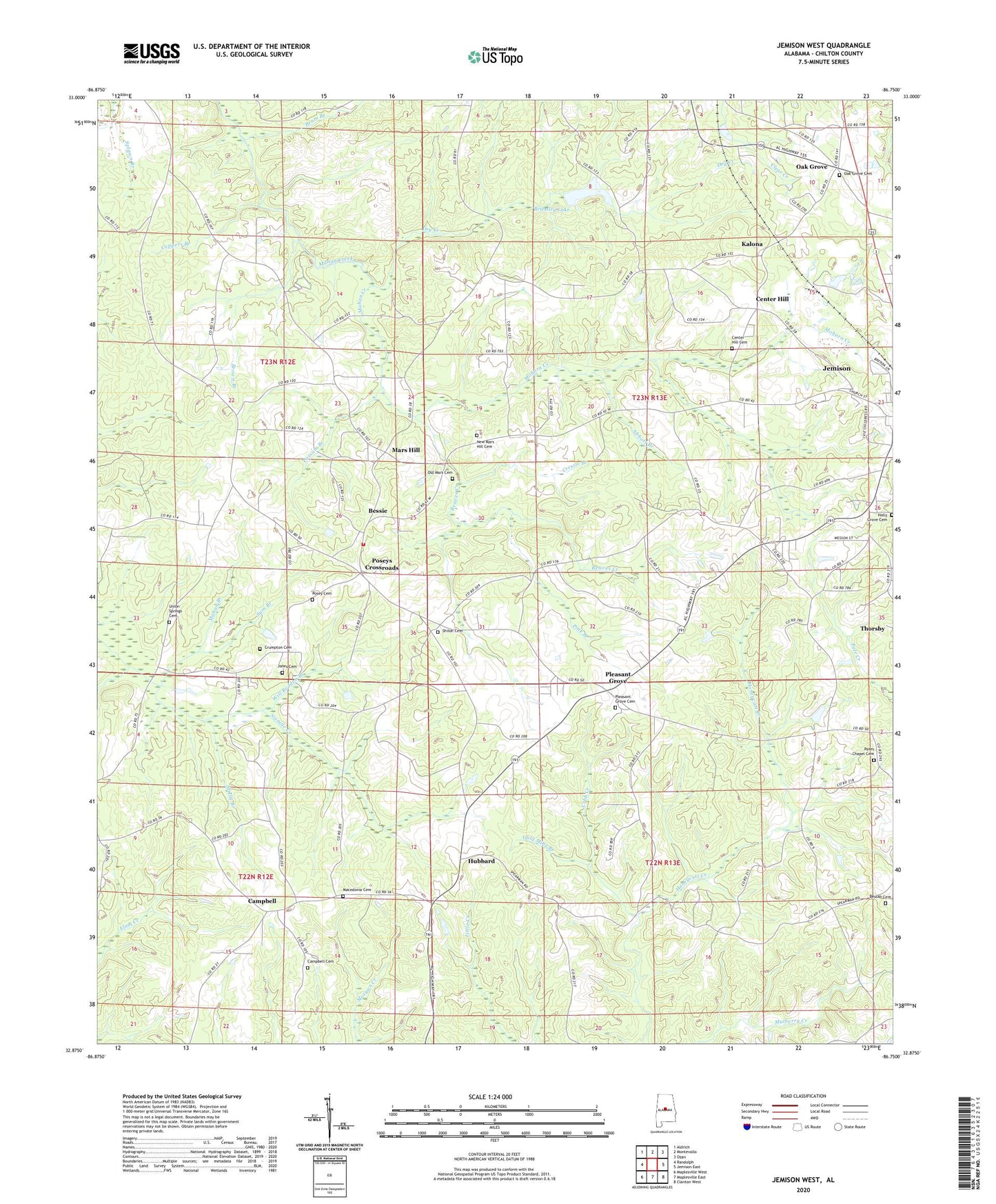 Jemison West Alabama US Topo Map Image