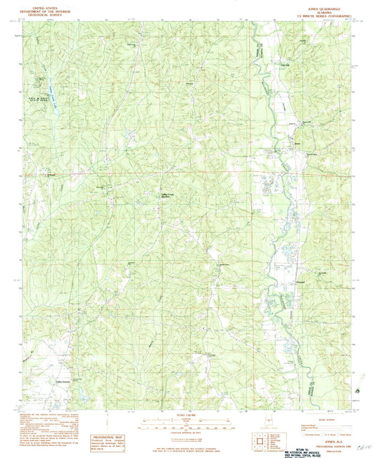 Classic USGS Jones Alabama 7.5'x7.5' Topo Map Image