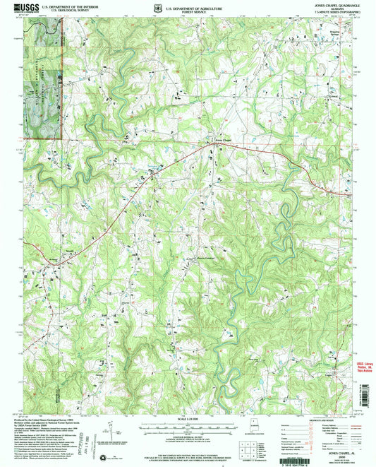Classic USGS Jones Chapel Alabama 7.5'x7.5' Topo Map Image