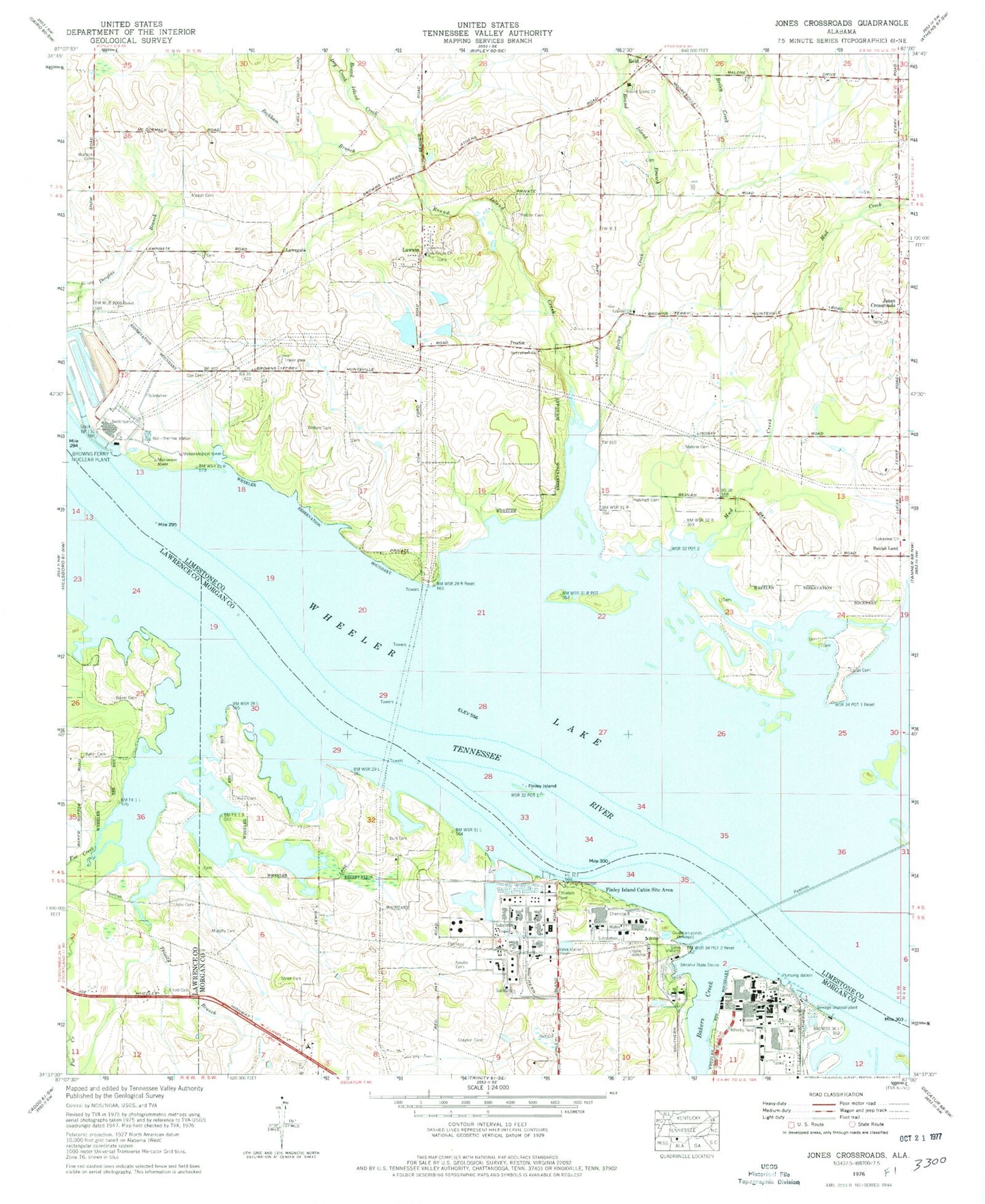Classic USGS Jones Crossroads Alabama 7.5'x7.5' Topo Map Image