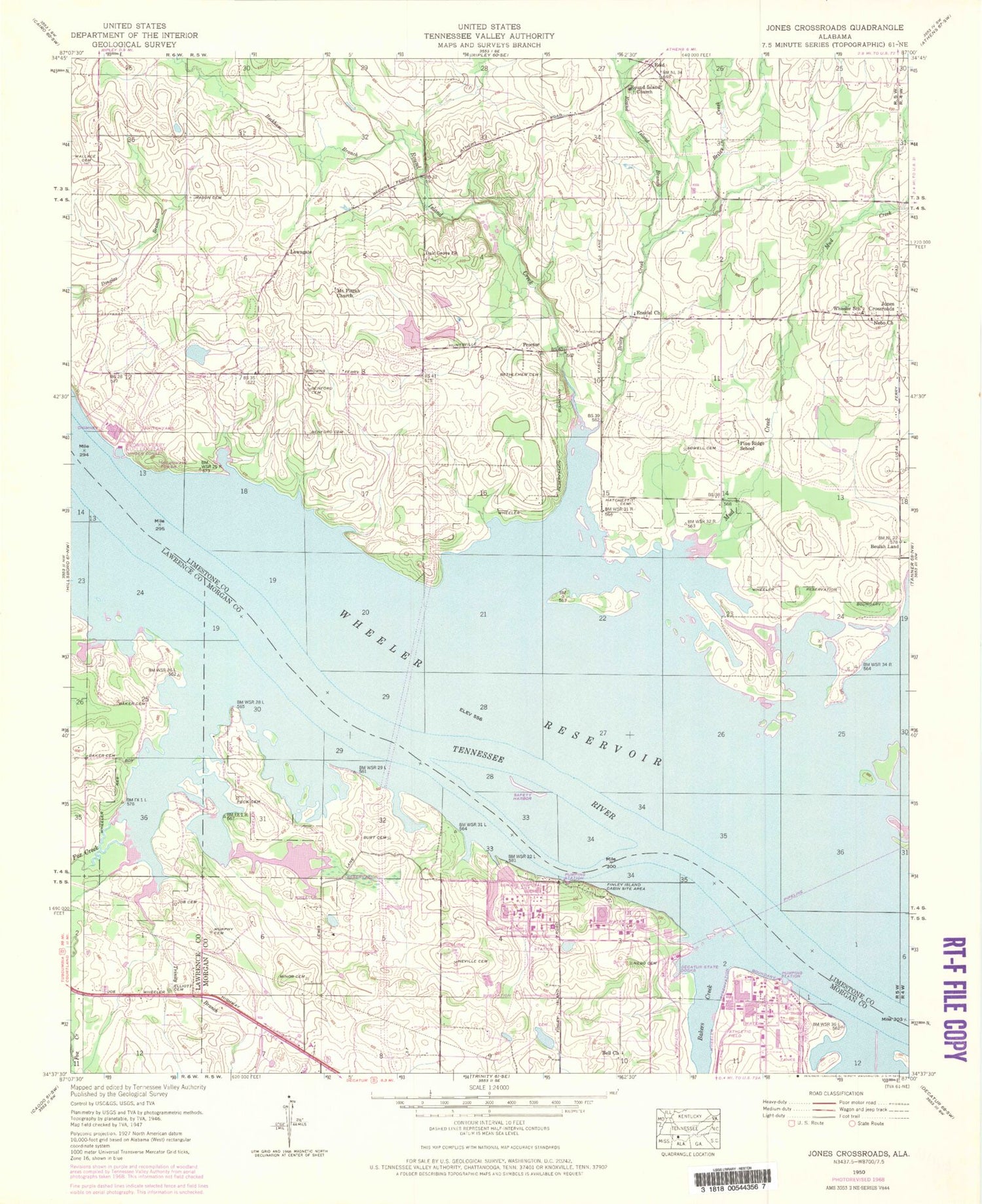 Classic USGS Jones Crossroads Alabama 7.5'x7.5' Topo Map Image