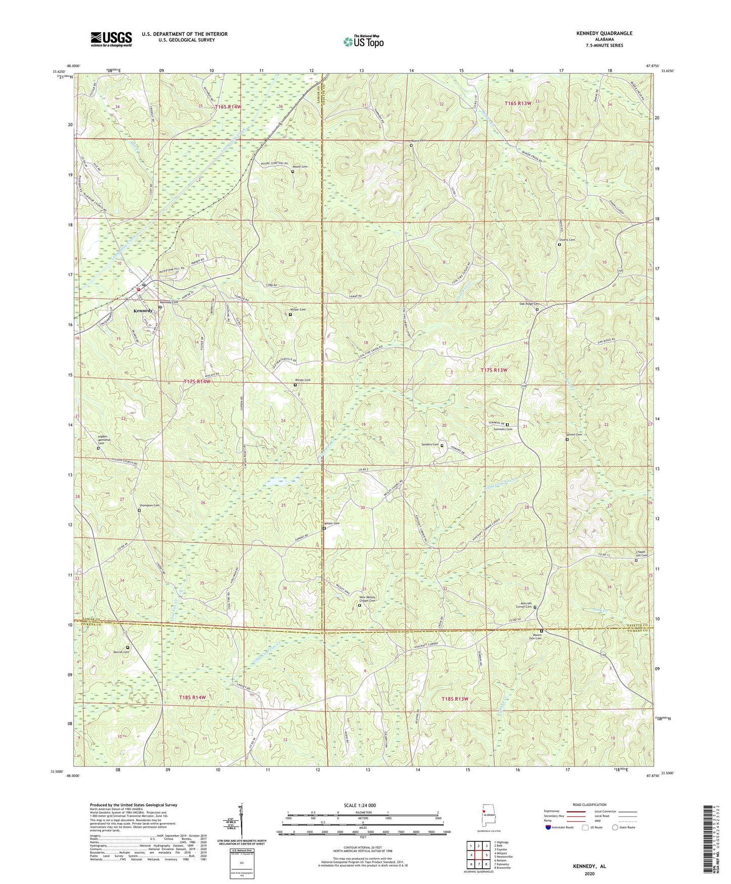 Kennedy Alabama US Topo Map Image
