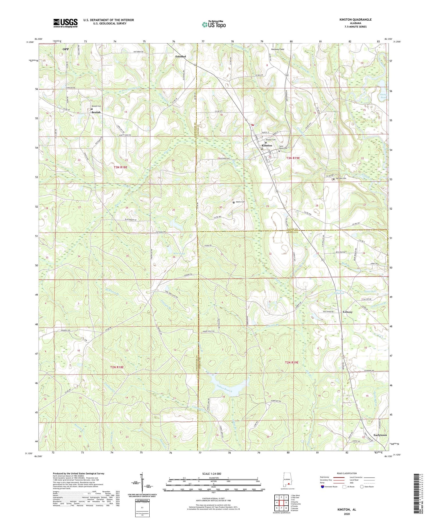 Kinston Alabama US Topo Map Image