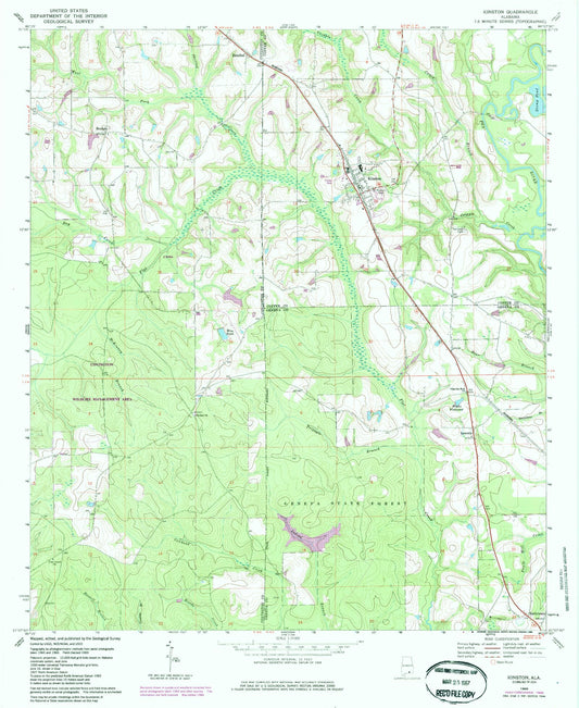 Classic USGS Kinston Alabama 7.5'x7.5' Topo Map Image