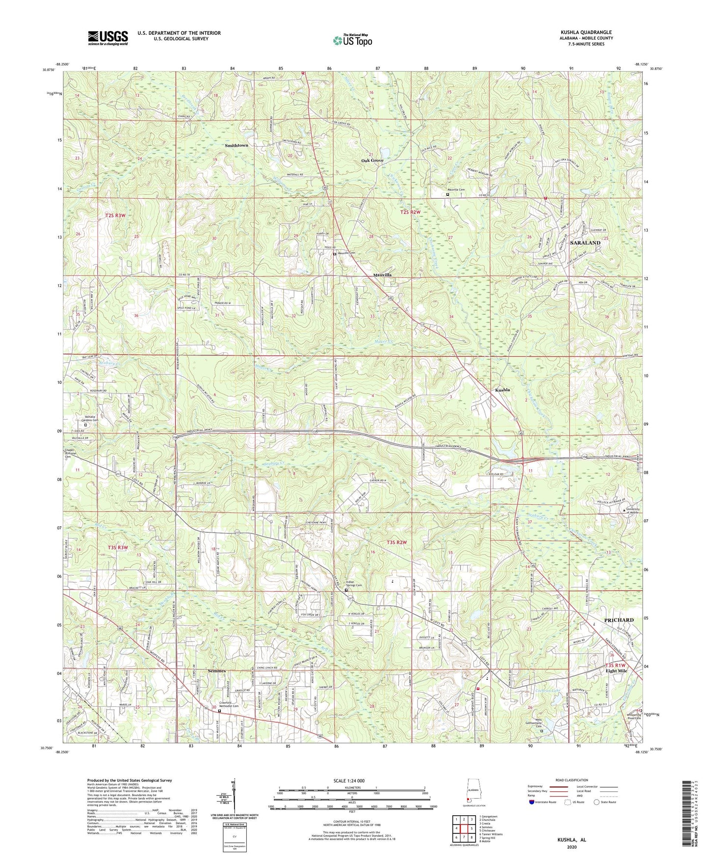 Kushla Alabama US Topo Map Image