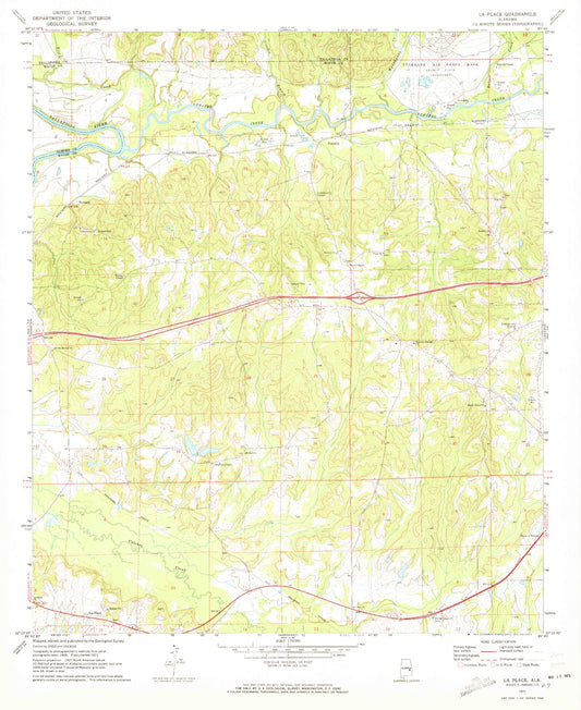 Classic USGS La Place Alabama 7.5'x7.5' Topo Map Image