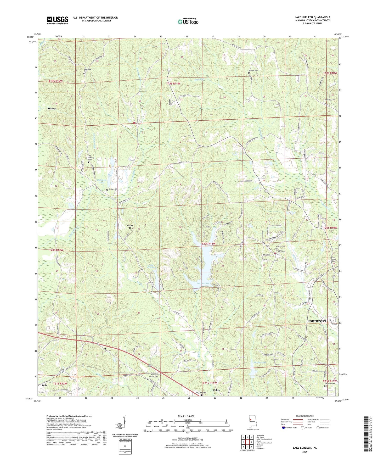 Lake Lurleen Alabama US Topo Map Image