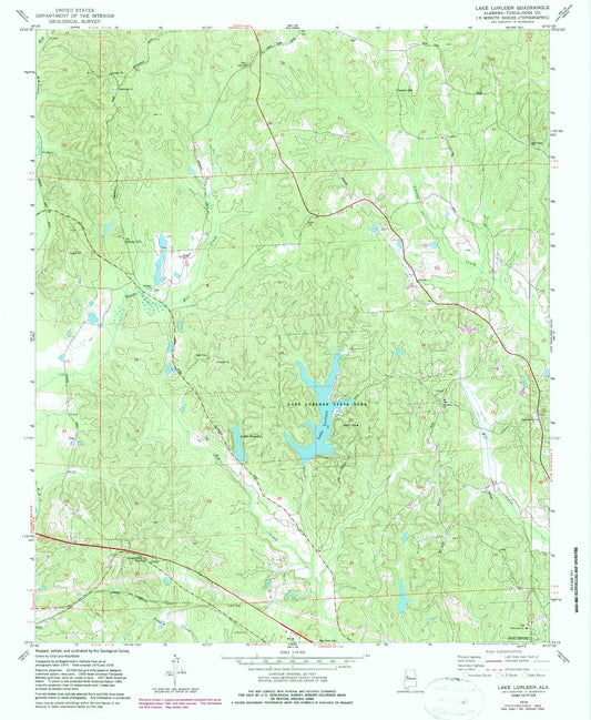 Classic USGS Lake Lurleen Alabama 7.5'x7.5' Topo Map Image
