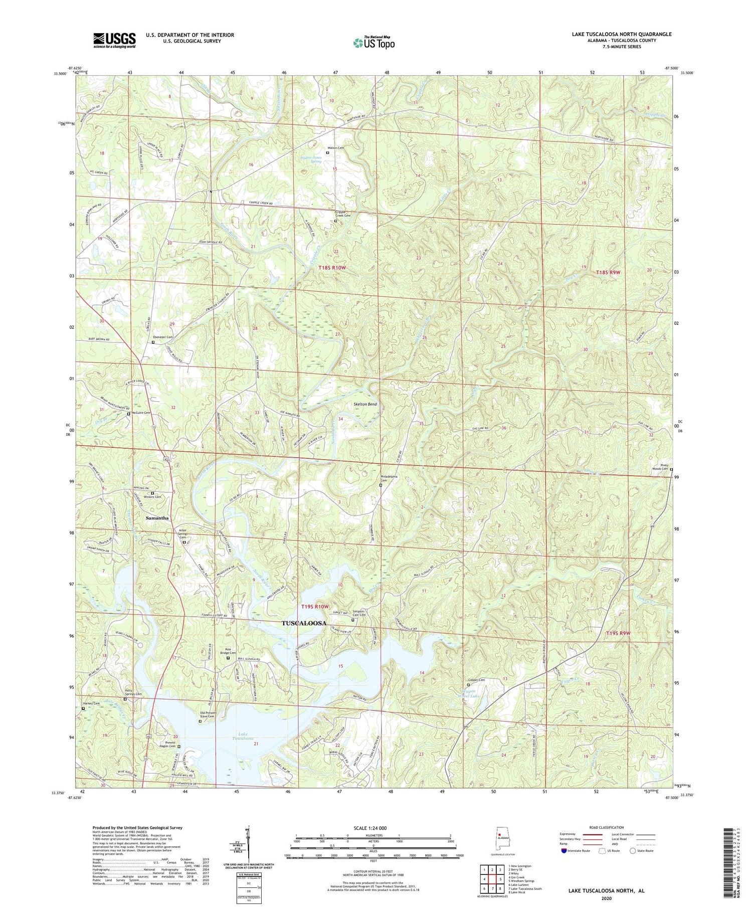 Lake Tuscaloosa North Alabama US Topo Map Image
