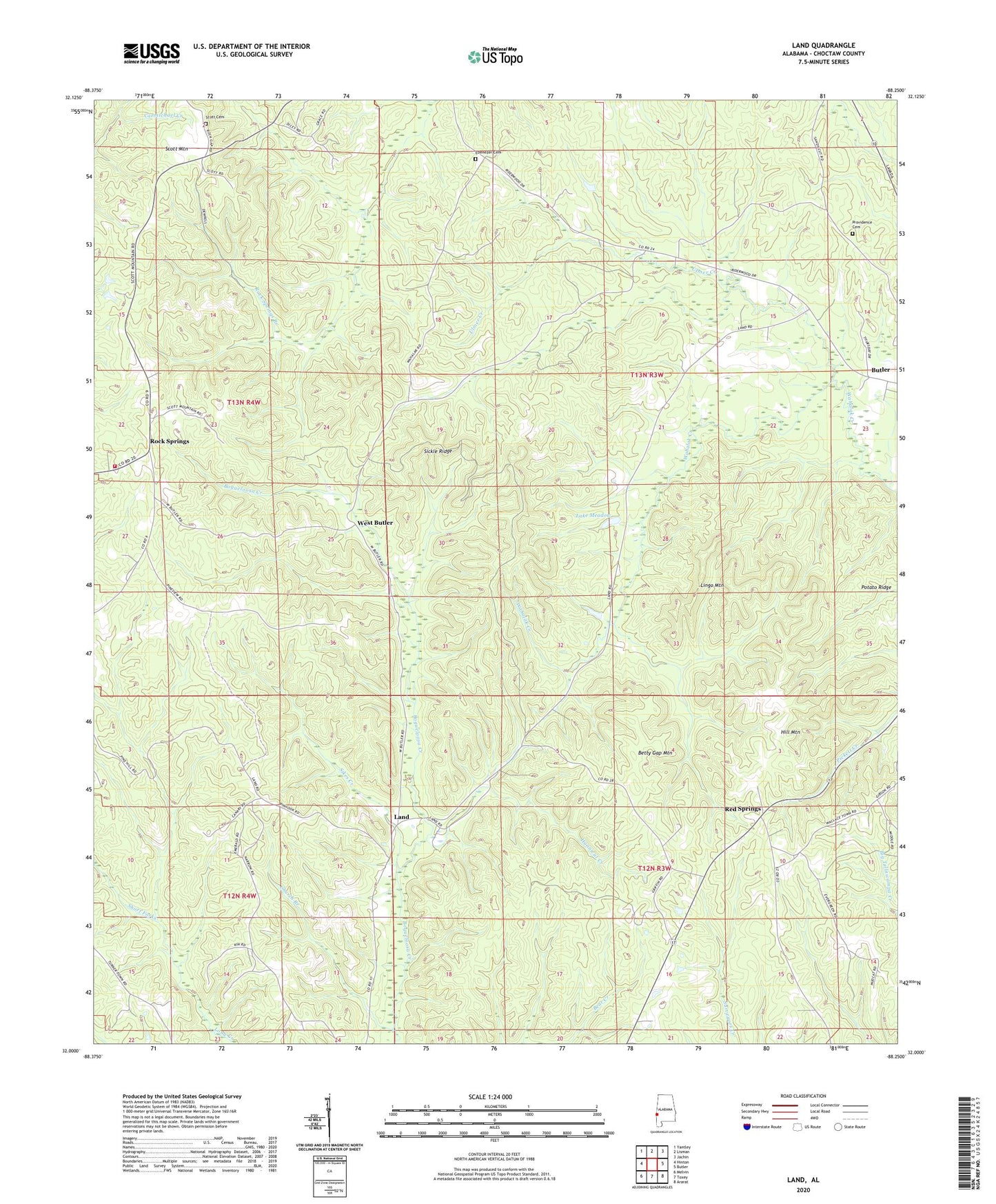 Land Alabama US Topo Map Image