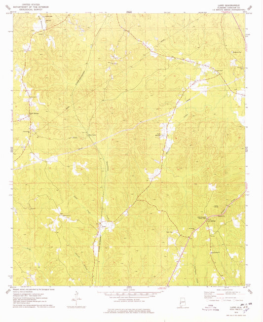 Classic USGS Land Alabama 7.5'x7.5' Topo Map Image