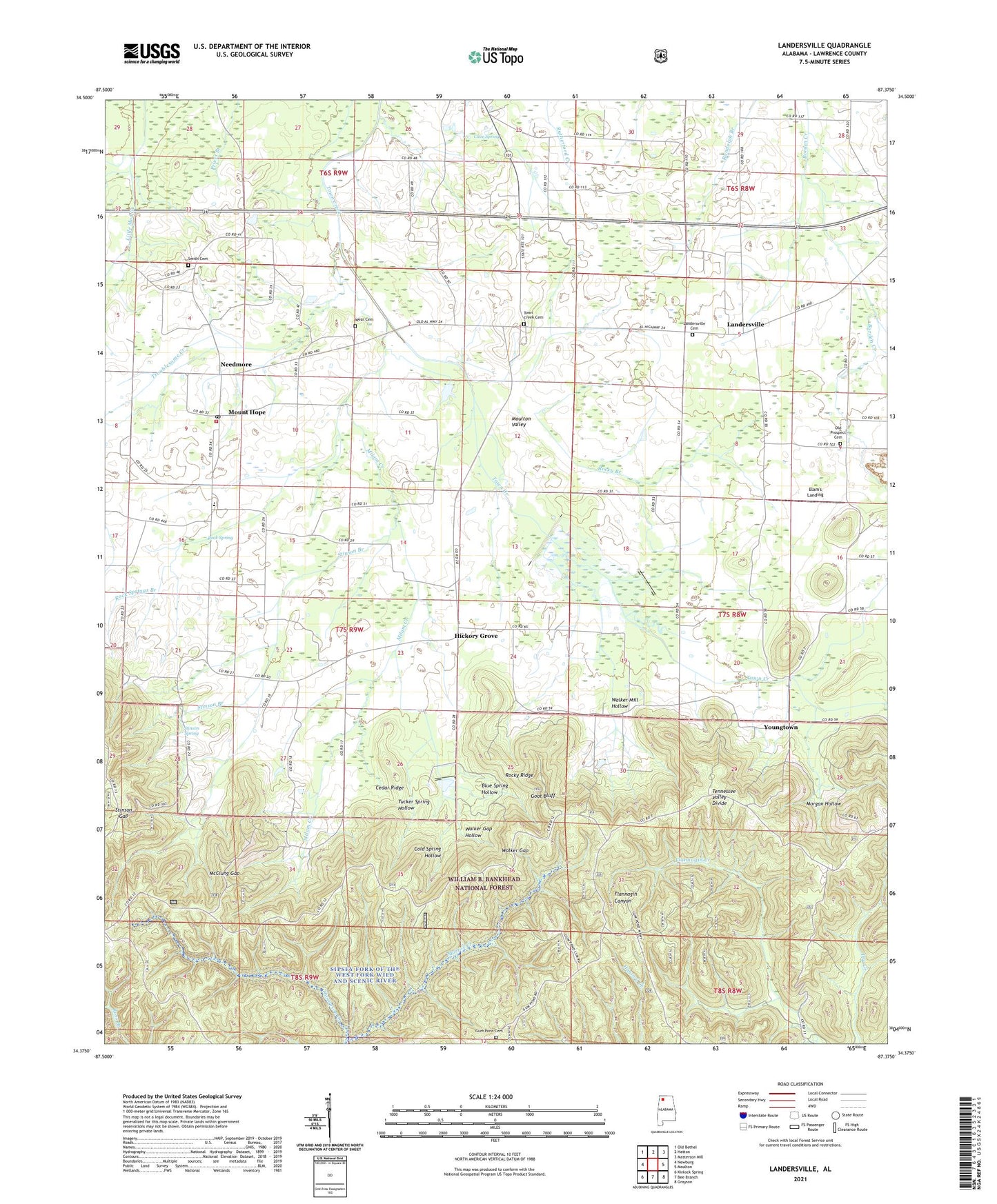 Landersville Alabama US Topo Map Image
