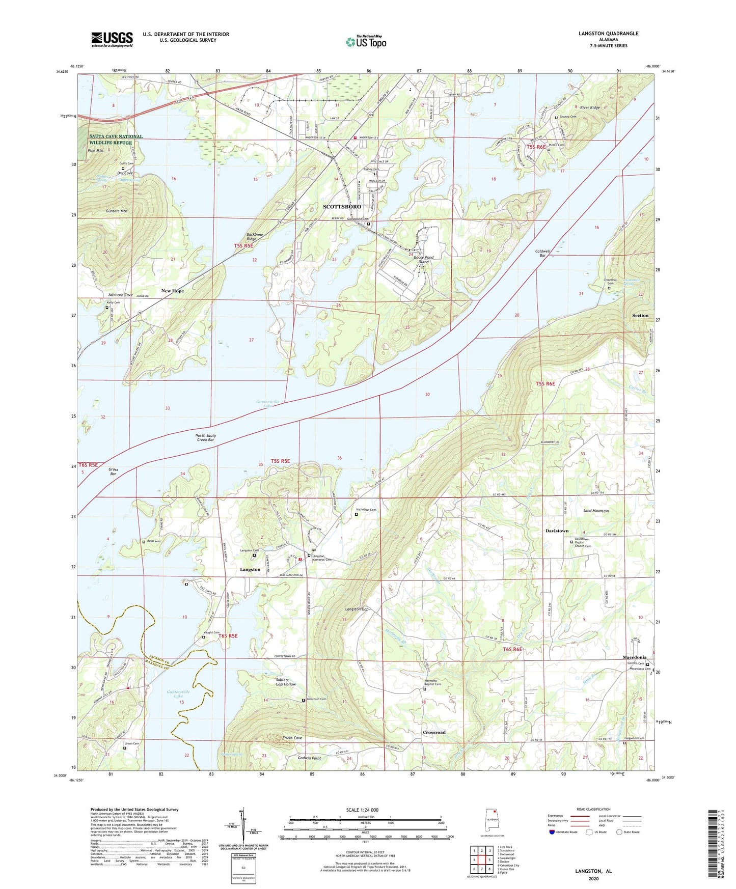 Langston Alabama US Topo Map Image