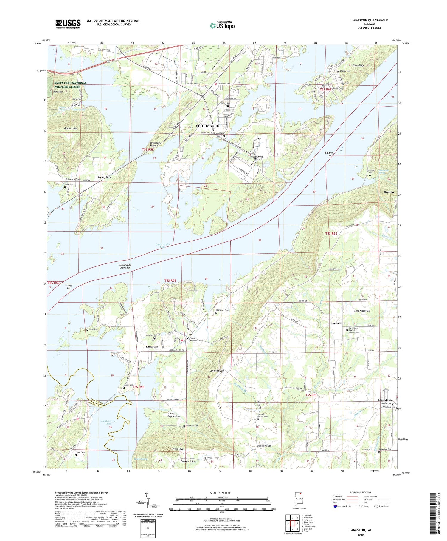 Langston Alabama US Topo Map Image