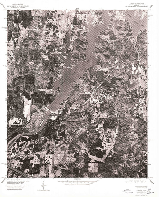 Classic USGS Laniers Alabama 7.5'x7.5' Topo Map Image