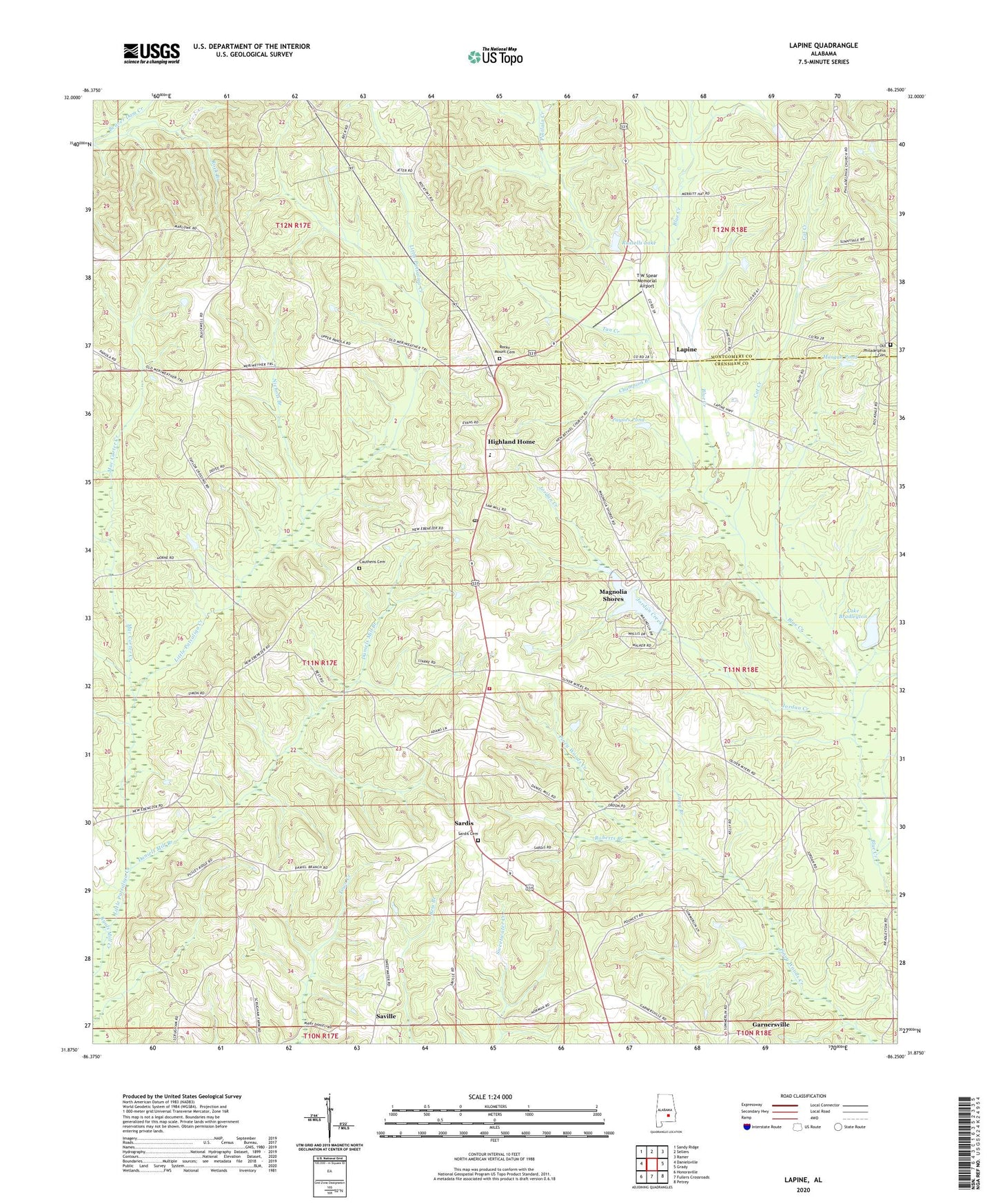 Lapine Alabama US Topo Map Image